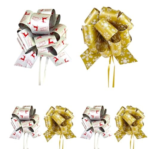 Image of 6-Pack Christmas Ribbon Decorations Gift Set,Plastic Curl Gift Wrap Ribbon for Holiday Presents,Xmas Tree Decor Crafting Green Red Gold & Silver Festive Party Supplies (Christmas Ribbon-A)