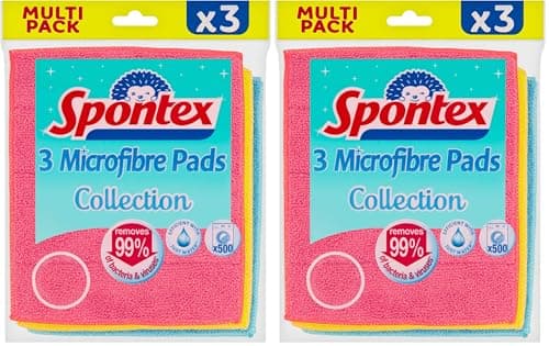 Image of Spontex Microfibre Pads, 3 Count (Pack of 2)