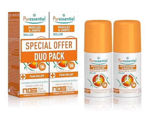 Image of Puressentiel Duo Pack Muscles & Joints Roll On 75ml x2 – Providing Fast Relief & Naturally Soothes Muscle Pain, Back Pain Relief, Neck Pain Relief & Shoulder Aches. Acupressure Massager & Muscle Rub