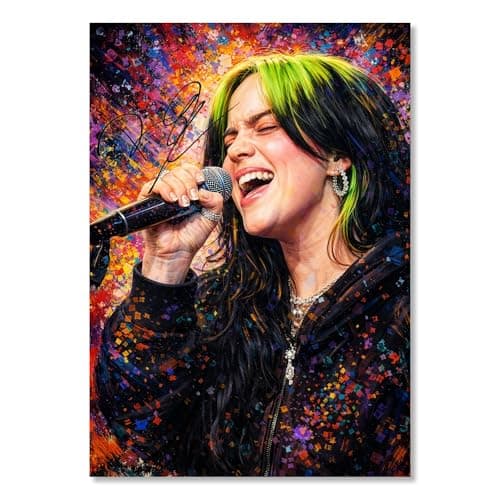 Image of Billie Eilish Signed Poster Print - Art Styled Limited Edition Autograph Fan Gift – Collectible Memorabilia Wall Art Merchandise (A4 Unframed)