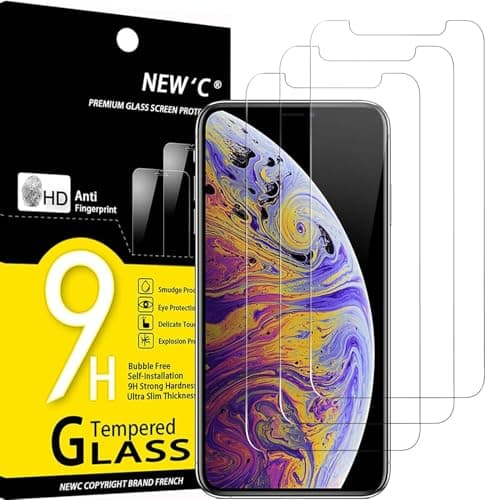 Image of NEW'C 3 Pack Designed for iPhone 11 Pro Max and iPhone XS Max Screen Protector (6.5"), Enhanced Tempered Glass Protection, Case Friendly Anti Scratch Bubble Free Ultra Resistant Transparent