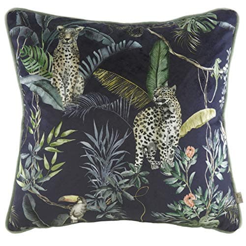 Image of Evans Lichfield Jungle Leopard Cushion Cover, Petrol, 43 x 43cm