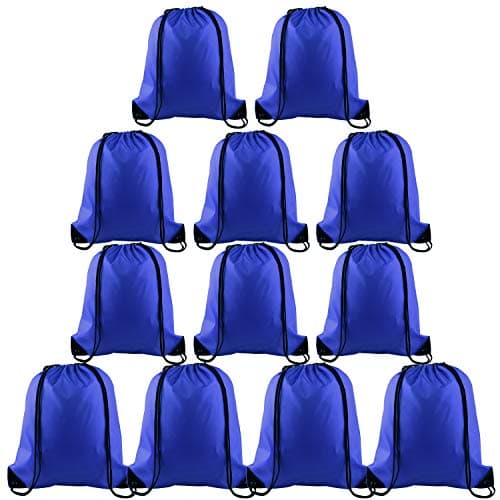 Image of FEPITO 2/12/15 Pack Drawstring Backpack Bags Sack Cinch Bag String Backpack for Gym Traveling (12, Blue)