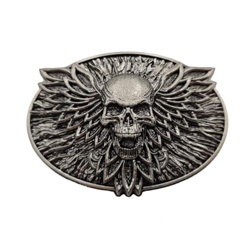 Image of Xwest SKull Wing Belt Buckle Grey