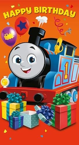 Image of Thomas & Friends Happy Birthday Card For Him, Nephew, Son, Cousin, Cute Cartoon Design, Thomas the Tank Engine