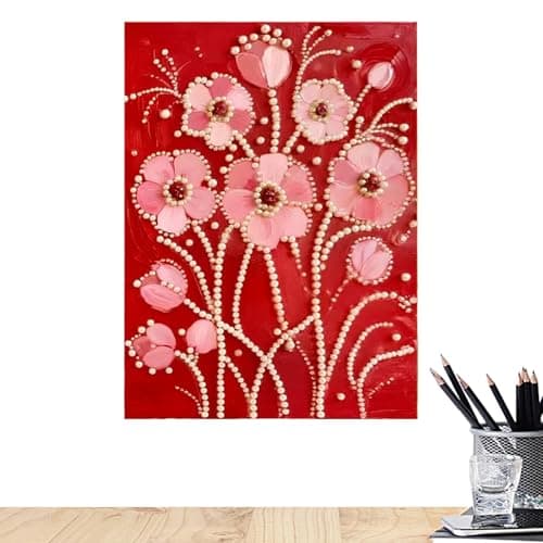 Image of Painting Canvas And Paint Set - 30x40cm DIY Embossed - Flowers Wall Decoration DIY Craft Kit,For Students Women Men Children Beginner Bedroom Living Room Office Travel Birthday Party Gifts