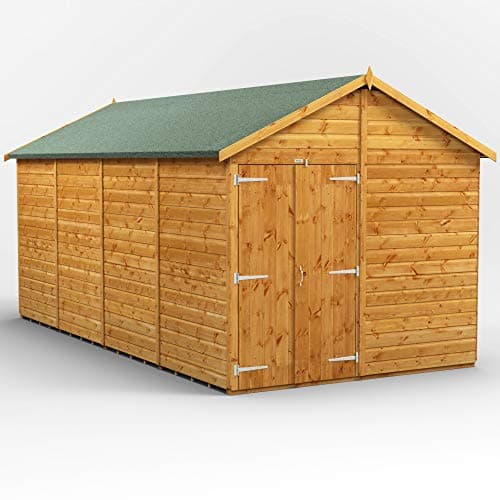 Image of Powersheds High Grade Premium Apex Wooden Shed with Double Door, Security Features, Door Flexibility, made from Extra Thick Timber (Windowless)