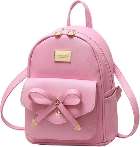 Image of I IHAYNER Mini Backpack Purse for Women Girls, PU Leather Small Rucksack with Bowknot, Cute Fashion Backpack for Daily Travel Shopping Lightweight Daypack Pink