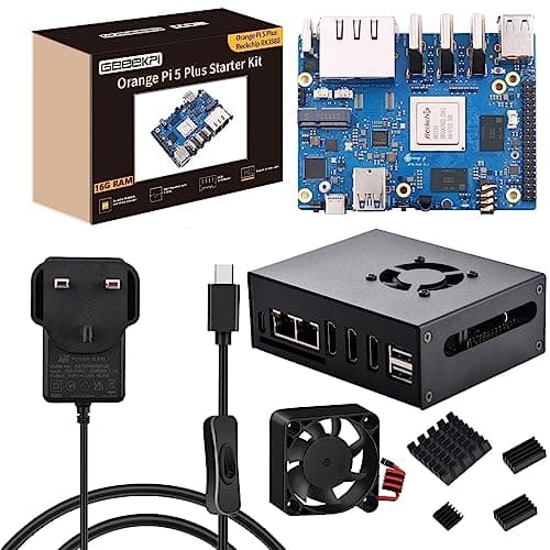 Image of GeeekPi Orange Pi 5 Plus 16GB LPDDR4/4x Rockchip RK3588 8-Core 64-Bit Single Board Computer with eMMC Socket,OPi 5 Plus Metal Case,5V 3.6A PSU,40mm Fan,4pcs Aluminum Heatsinks for Orange Pi 5 Plus