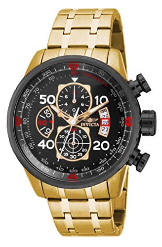 Image of Invicta Aviator 17206 Men's Watch - Waterproof - Analogue - Quartz Movement - stainless steel with black dial - 48mm