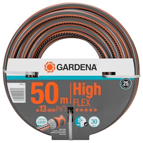 Image of Gardena Comfort HighFLEX Hose, 13 mm (1/2 inch), 50 m: Garden Hose with Power Grip Profile, 30 bar Burst Pressure, Keeps its Shape, UV Resistant (18066-20)