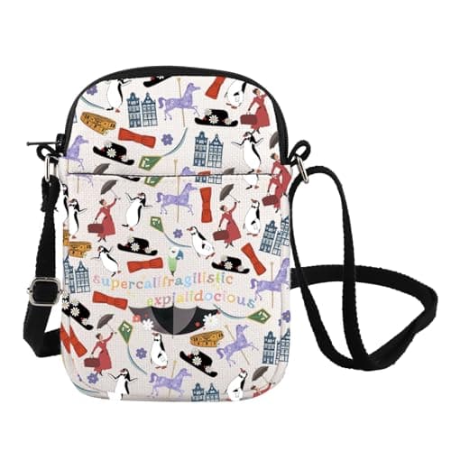Image of FOTAP Mary Popp Crossbody Bag Supercalifragilistic Umbrella Poppins Shoulder Bag Broadway Musical Gift Mary Movie Messenger Bag (SUPER CB)