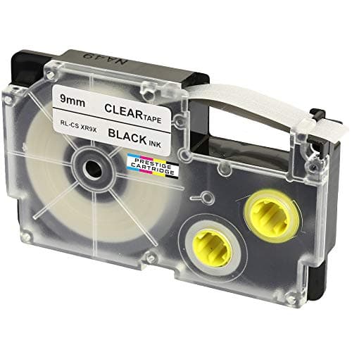 Image of Compatible Ribbon Label Tape XR-9X XR-9X1 Black on Clear 9mm x 8m Replacement for Casio KL-60 70E 100 100E 120 200 200E 300 750 780 820 2000 7000 7200 7400 8100 8200 P1000 C500 CW-L300 Label