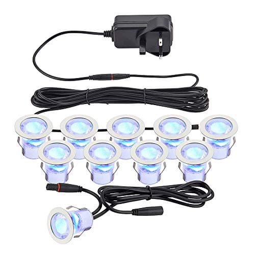 Image of Pack of 10 x 30mm Blue LED Deck Lights IP44