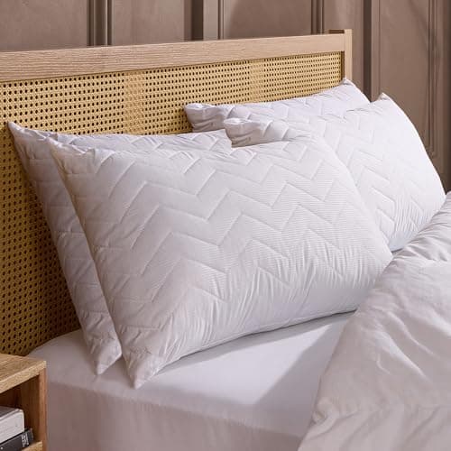 Image of Snuggledown Rebound Quilted Pillows 4 Pack - Hotel Quality Firm Support Luxury Pillows for Back & Side Sleepers | Bounce-Back Comfort, UK-Made, Non-Allergenic (48 x 74cm)
