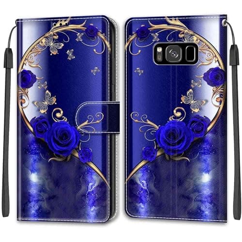 Image of for Samsung Galaxy S8 Phone Case, Magnetic Closure Cover Case Premium PU Leather Flip Wallet Phone Case for Samsung Galaxy S8