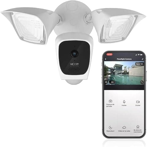 Image of NEXXT Smart Wi-Fi Floodlight Camera - Outdoor Security, 2500 Lumens, 2K 150° View, Weather Resistant, Motion Detection, Night Vision, App Control | Camara de Seguridad
