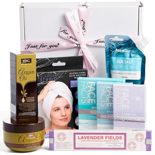 Image of Pamper Gifts for Women, Whole Body Head-to-Toe Hamper Spa Gift Set, Self Care Kit, Relaxation Box, Face Mask, Butter, Hair Lavender Oil, Her Birthday Mother, Daughter, Mixed
