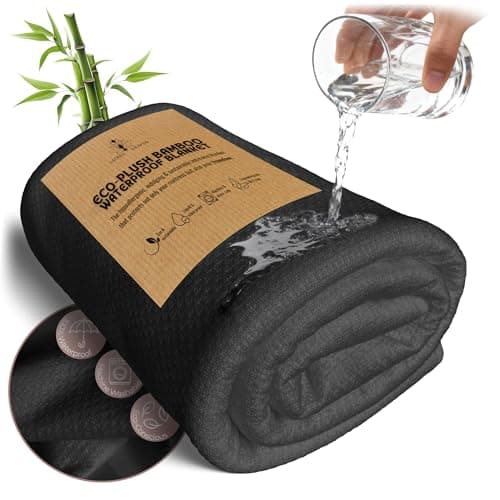Image of Sacred Weapon Waterproof Blanket for Couples – Bamboo Cooling Throw for Bed, Love Blanket Waterproof, Splash Blanket, Stain Proof & Washable – King Size Bed Throw for Lovers 200x230cm Grey