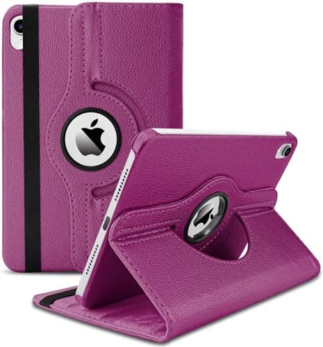 Image of World Biz Rotating Case for iPad Air 10.9’’ 5th / 4th Generation Case (2022/2020), 360° Rotation Shockproof PU Leather Flip Cover with Auto Wake/Sleep Apple iPad Air 5/4 10.9 inch (Purple)