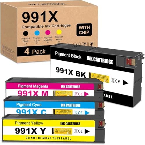 Image of Yongairuink 991X Ink Cartridge Replacement for HPQ 991XL 991 M0K02AE M0J98AE M0J94AE M0J90AE Ink for HPQ PageWide Pro MFP 777z 772dn 750dw 774dn 774dns 779dn 779dns(4 Pack, 1BK 1C 1M 1Y)