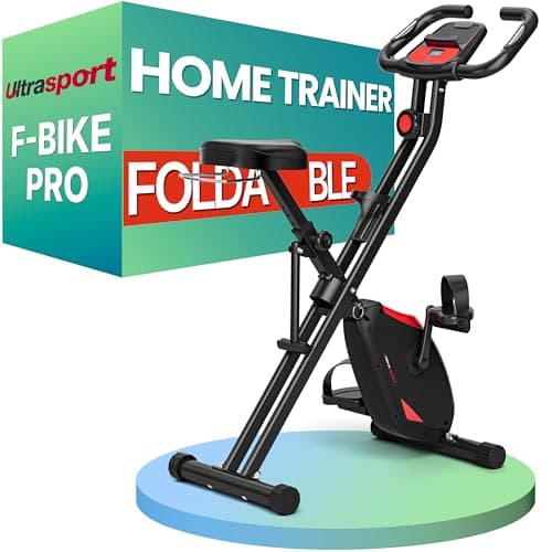 Image of Ultrasport F-Bike Pro Folding Exercise Bike 331 lbs Capacity, 16 Levels, Extra Silent with Relax Foam Seat I Exercise Bikes for Home Use, Exercise Bike Foldable, Indoor Bike, Red-Black