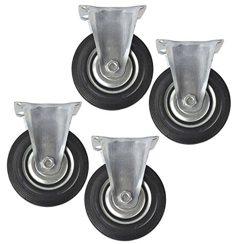 Image of 4" (100mm) Rubber Fixed Castor Wheels Trolley Furniture Caster (4 Pack) CST03