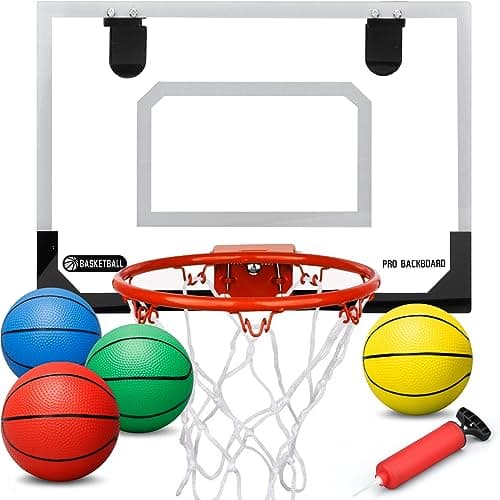 Image of Mini Basketball Hoop for Kids & Adults - Over The Door Hoop with 3 Rubber Balls, Perfect for Home & Office
