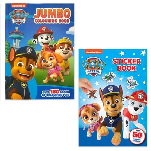 Image of The Rangery Paw Patrol Colouring and Sticker Set, Includes Jumbo Colouring Book and Sticker Book, 2-in-1 Mess Free Creative Craft Gifts for Kids, Ages 3 Year+