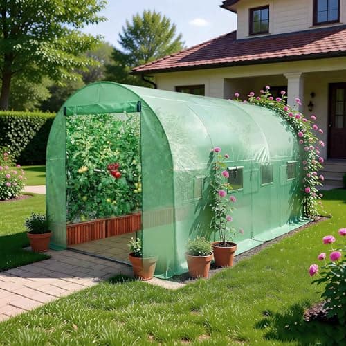 Image of BIRCHTREE 4M(L) x 2M(W) x 2M(H) Polytunnel Greenhouse Pollytunnel Poly Polly Tunnel Fully Galvanised Anti Rust 25MM Steel Frame