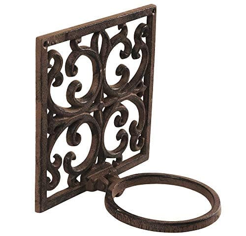 Image of Esschert BPH14 Flower Pot Holder Classic 1-Pot Cast-Iron - Brown, 7.2inx 6inx 7.2in