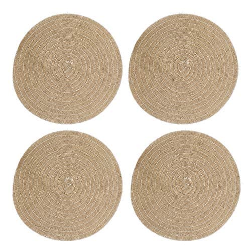 Image of Creative Tops Set of 4 Jute Placemats, Natural Hessian Round Table Mats, 41cm