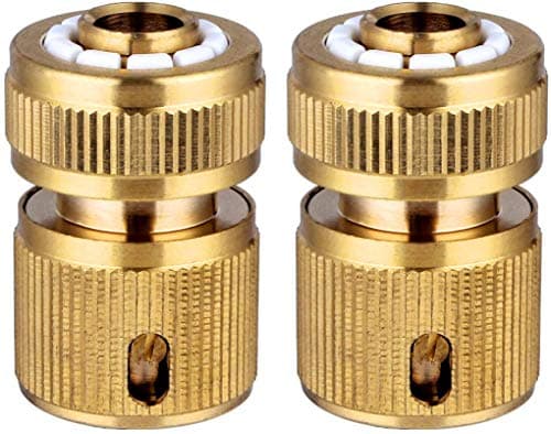 Image of Hydrogarden 2pc Brass Hose Connector Hose End Quick Connect Fitting 1/2" Hose Pipe Quick Connector for Gardening, Home Watering,Car Washing