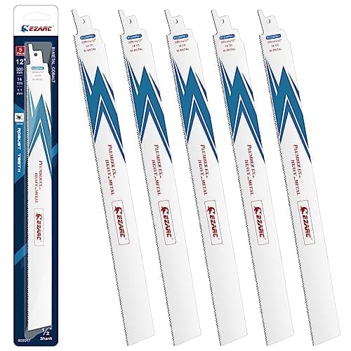 Image of EZARC Reciprocating Saw Blade Bi-Metal Cobalt Sabre Saw Blades for Heavy Metal Cutting 300mm 14TPI R1226PM+ (5-Pack)