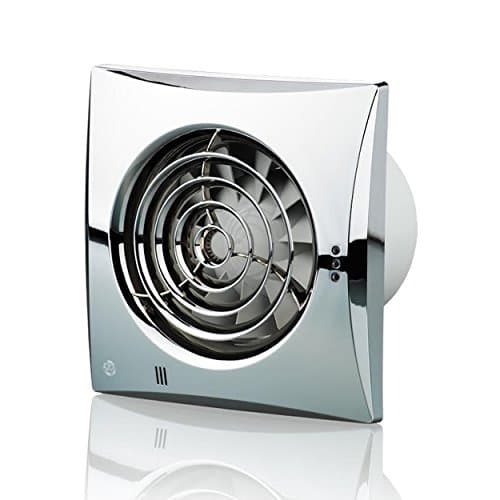 Image of Blauberg UK Chrome Wall Mounted Bathroom Fan with Timer & Humidity Sensor, 100 mm
