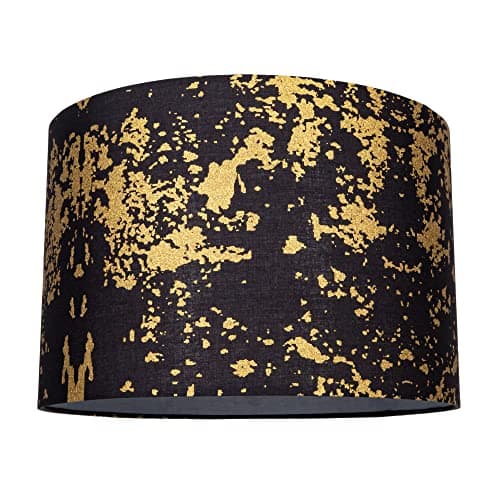 Image of Modern and Unique Black Cotton Fabric Lamp Shade with Gold Shimmer Foil Design for Table or Ceiling Usage | 30cm Diameter | 60w Maximum by Happy Homewares