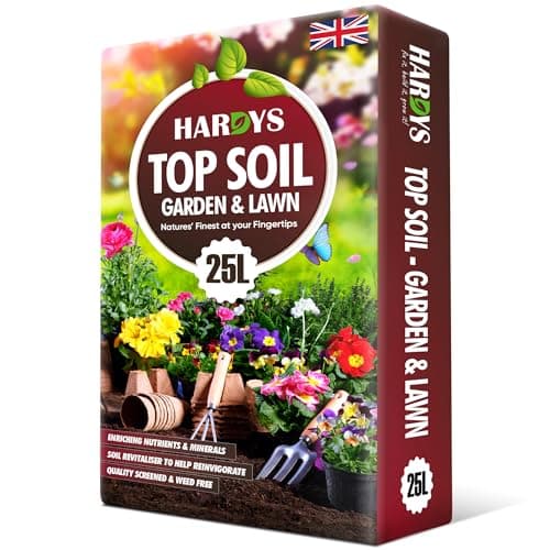 Image of Hardys 25L Top Soil for Garden & Lawn - Loam & Sand Based, Enriched Top Soil | Ideal for Grass Seeding, Levelling, Plant Beds, Borders - Graded for Plants Outdoor