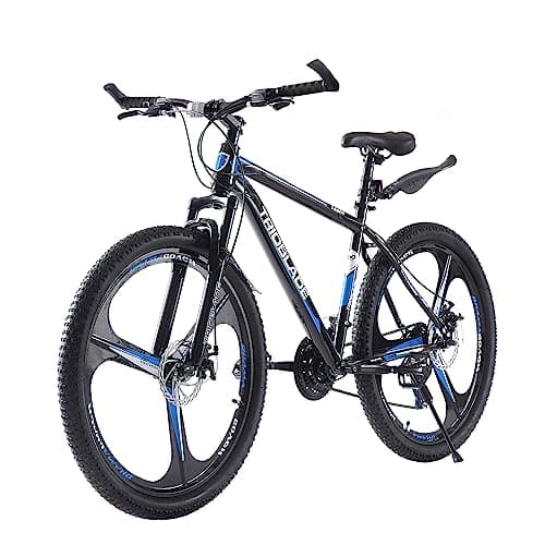 Image of BSTSEL 24 26 27.5 Inch Mountain Bike 3 Spoke Wheels Bicycle Mountain Bicycle 21 Speeds with Dual Disc-Brake Suitable for Men Women Over The Age Of 12 (27.5 Inch Black & Blue)