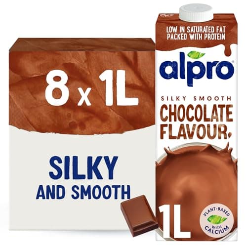 Image of Alpro Chocolate Soya Drink - Plant-Based Long Life Dairy Free & Lactose Free Milk Alternative - 1L (Pack of 8)