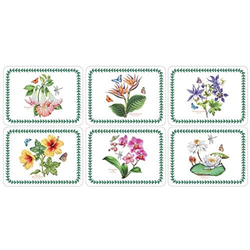 Image of Pimpernel x Botanic Garden Placemats - Set of 6 Cork Backed Table Mats, With Exclusive Botanical Art Print, Stain & Heat Resistant to Protect Surfaces