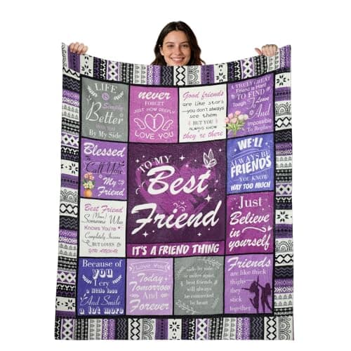 Image of Vicloon Flannel Blanket Gifts, 150x130cm Friend Gifts Blanket, Funny Birthday Blankets, Soft Throw Gift Blankets with Heartfelt Quotes, Friendship Feel Better Present for Birthday, Christmas