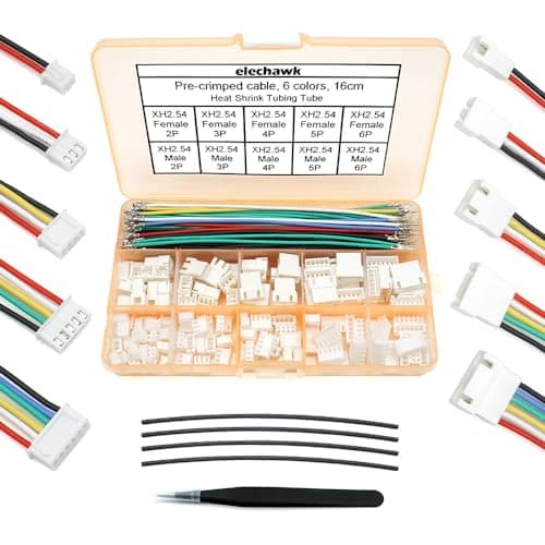 Image of XH 2.54mm Connector Kit - JST XH Compatible 2.5mm Pitch Male Female Connector Sockets Plugs and 22AWG Pre-Crimped Silicone Cables Wire 2 3 4 5 6 Pin Housing