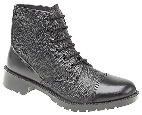 Image of GRAFTERS 6 Eye Cadet Boots Shiney Smooth Counter & Toe Mens UK 9 Black