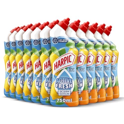 Image of Harpic Active Fresh Toilet Cleaning Gel, Sicilian Edition, Pack of 12 x750ml,Infused with Natural Oils, Anti Odour Technology