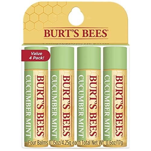 Image of Burt's Bees 100% Natural Moisturizing Lip Balm, Cucumber Mint with Beeswax - 4 Tubes