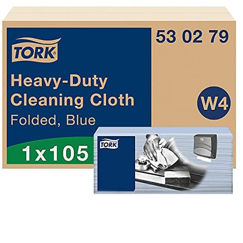 Image of Tork Heavy-Duty Cleaning Cloth Blue W4, Strong and Absorbent, 1 x 105 Cloths, 530279