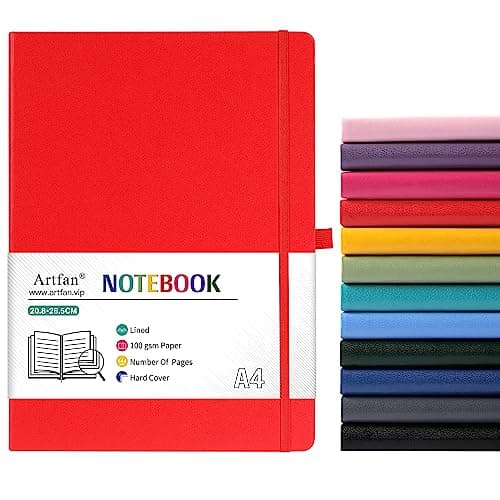 Image of A4 Notebook - Notebook A4 with Premium Paper, Faux Leather Classic Writing A4 Notebook Journal, 8.35" X 11.45", Hardcover - Red…