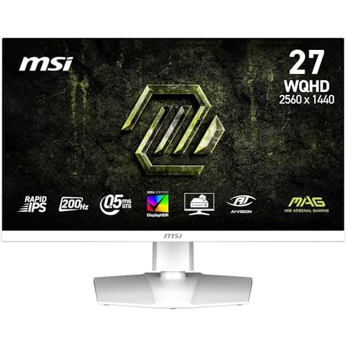 Image of MSI MAG 274QRFW E20 27-Inch Gaming Monitor, 2560x1440, WQHD Rapid IPS, 200Hz, 0.5ms, DisplayHDR 400, Eye care, AI vision, HDMI 2.0b, DP 1.4a, Frame-less, Vesa Mount, White