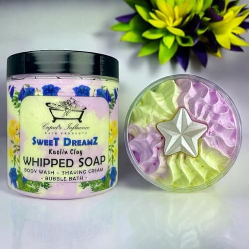 Image of Sweet Dreamz Whipped Soap 180gr | Luxurious Kaolin Clay Body Wash | Shower Fluff | Shaving Foam | Shower Cream | Bubble Bath | Shower Whip | Stocking Fillers | Father's Day Gift