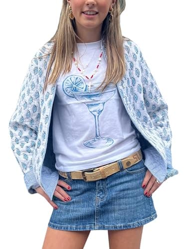 Image of SANSIWU Women Floral Print Quilted Jacket Vintage Button Down Loose Fit Lightweight Puffer Coat Boho Embroidered Jacket Outerwear (Blue, M)